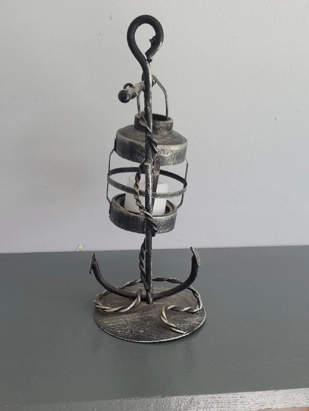 Rustic Black and Silver Double Lantern Candle Holder - Unbranded